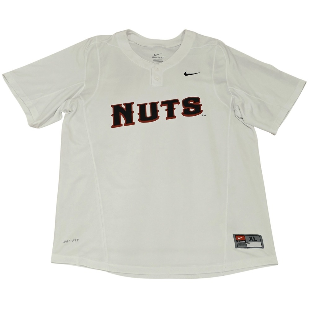 Nike Team Modesto Nuts Baseball Jersey Mens XL White Dri-FIT MiLB Team Issue